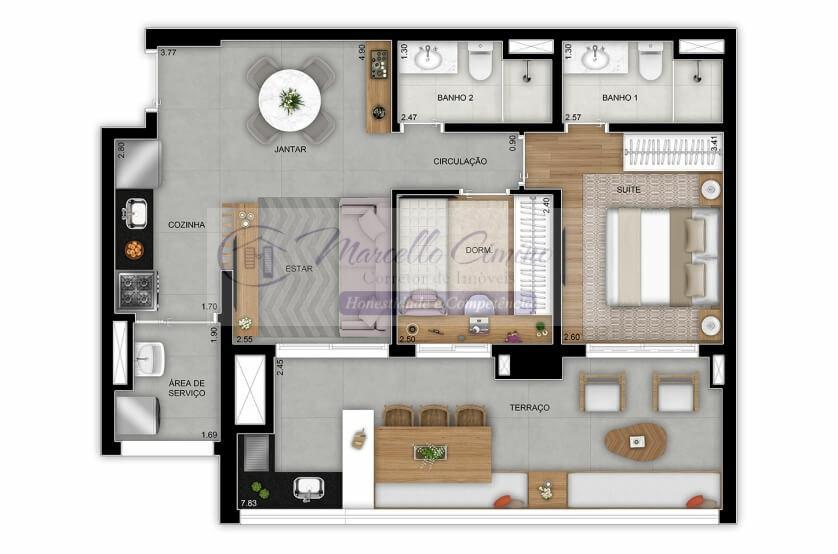 Apartamento, 2 quartos, 77 m² - Foto 2